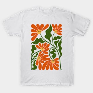 Abstract Red Green Flowers T-Shirt